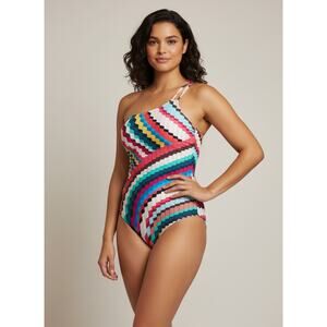 La Blanca Women's One Shoulder One Piece Swimsuit Slice of Paradise Size - 10